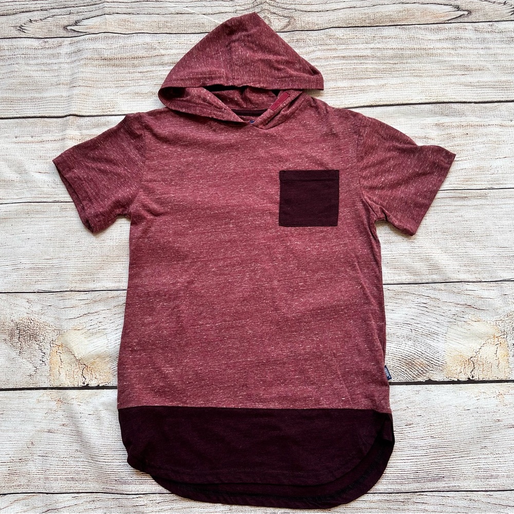 Univibe Maroon Heathered Colorblock Hoodie T-Shirt Boy’s size L